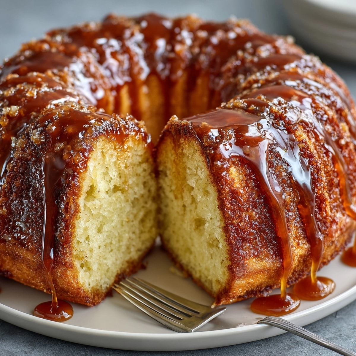 Warm spices and rum perfume this Hot Buttered Rum Cake, a perfect holiday dessert.