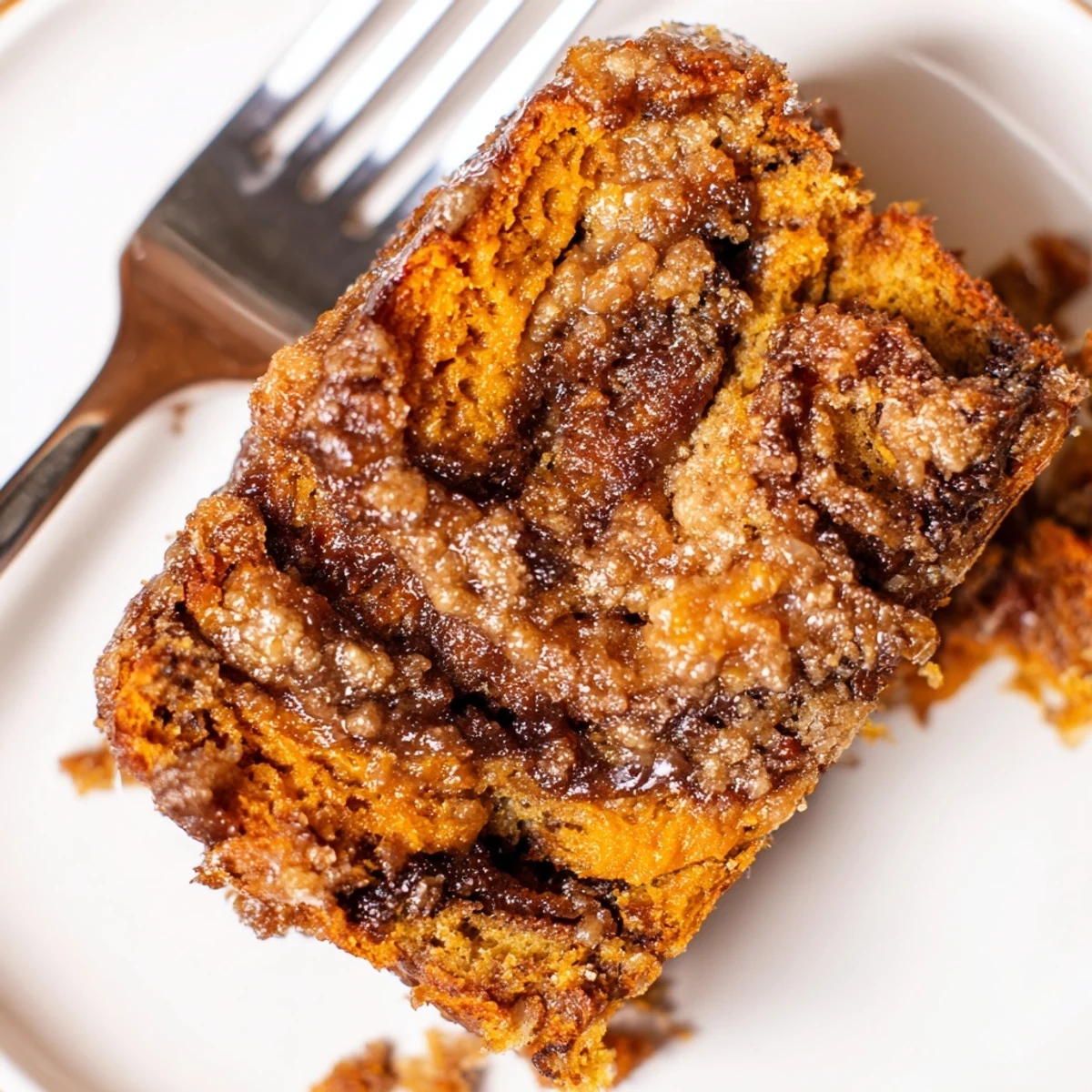 Sliced Churro Sweet Potato Chaos Bread showcasing a marbled swirl and crunchy texture.