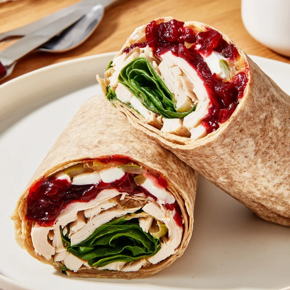 Delicious turkey, cranberry, and cheese wraps ready in just ten minutes for lunch.  