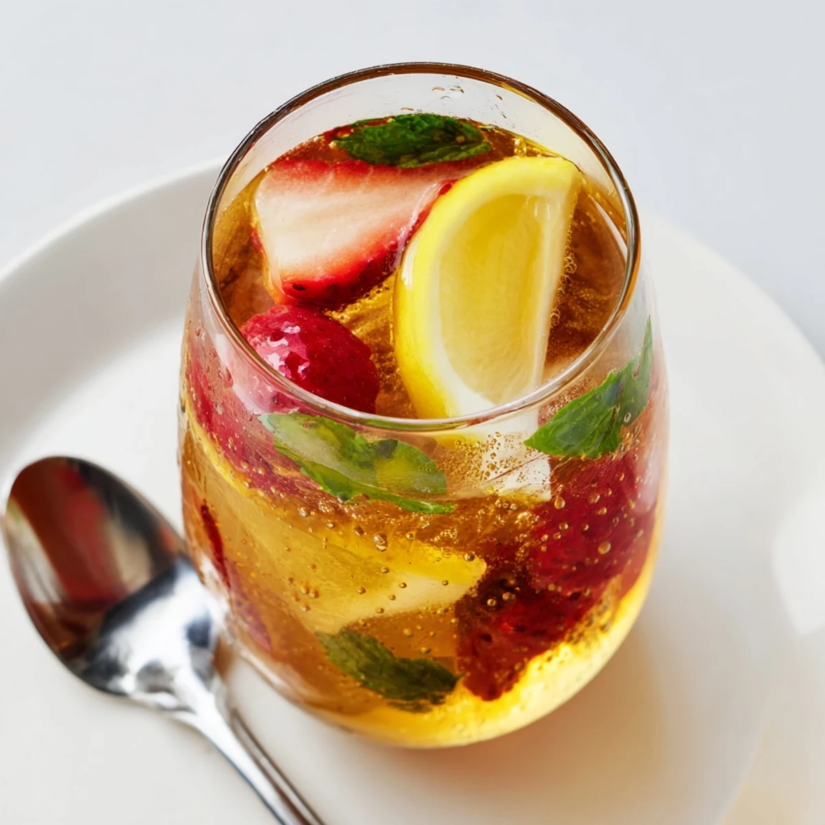 Refreshing kombucha-style home-brew mocktails with vibrant berries and fresh mint.  