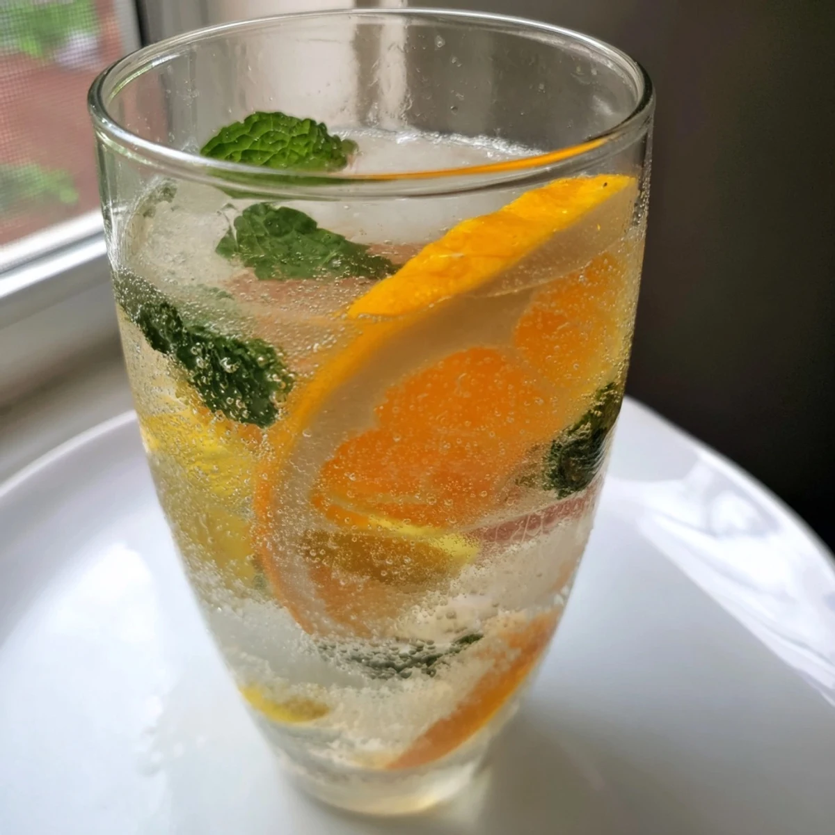 Vibrant probiotic soda mocktail featuring fresh herbs, perfect for summer gatherings.