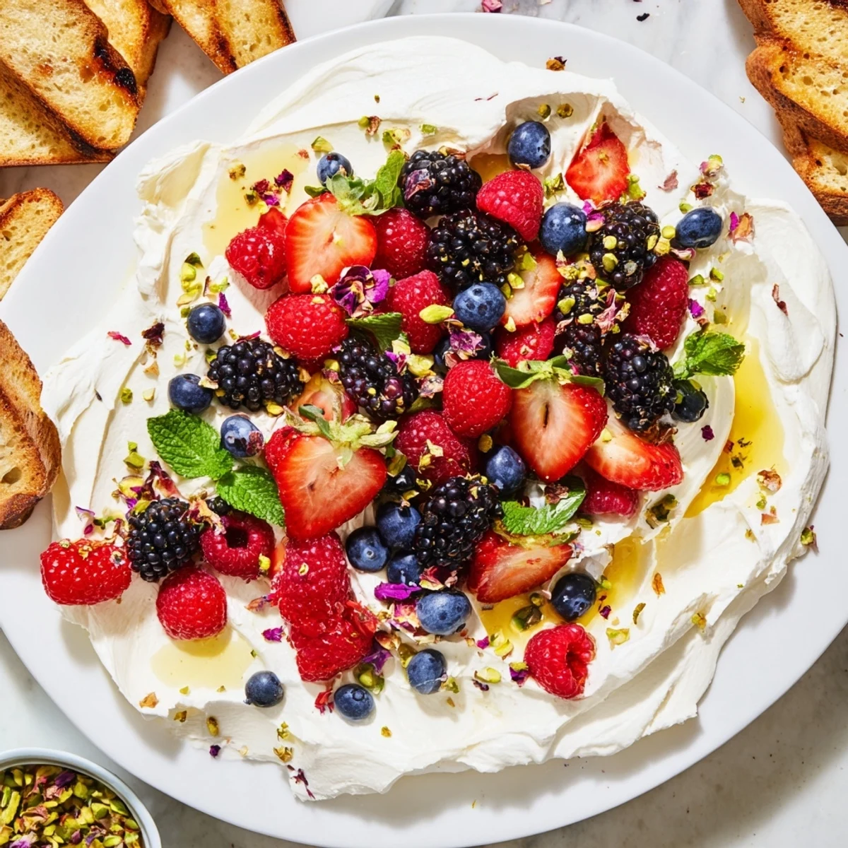 Indulge in this easy Butter Board Dessert showcasing creamy cheese and vibrant fruits.