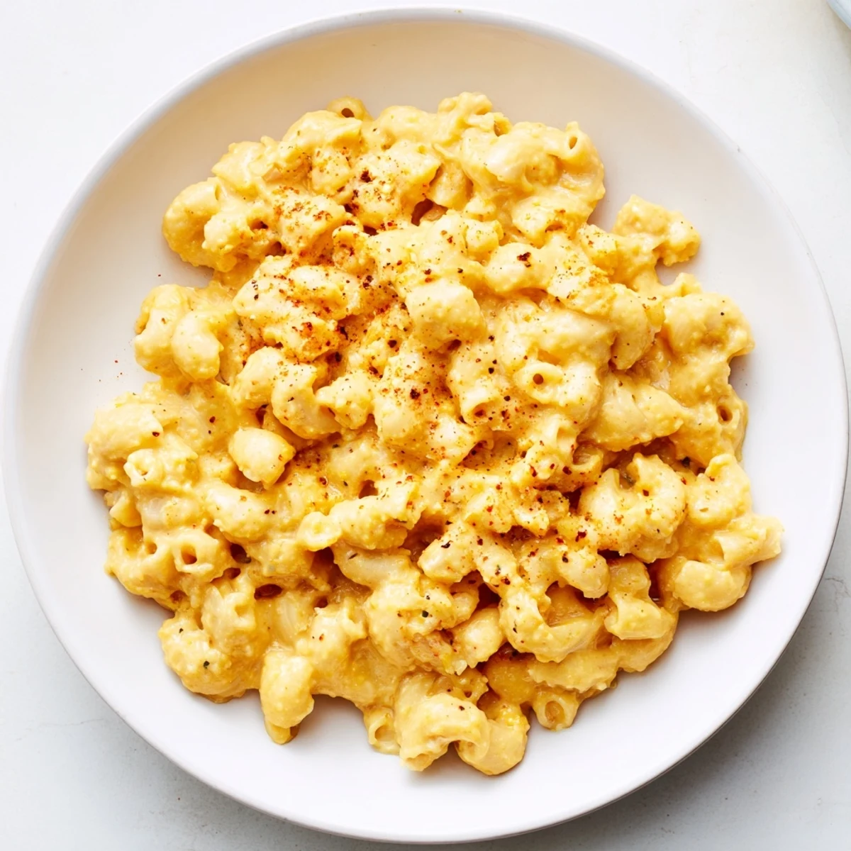 Mouthwatering bowl of one-pot butternut squash mac & cheese, with visible squash chunks and cheese.