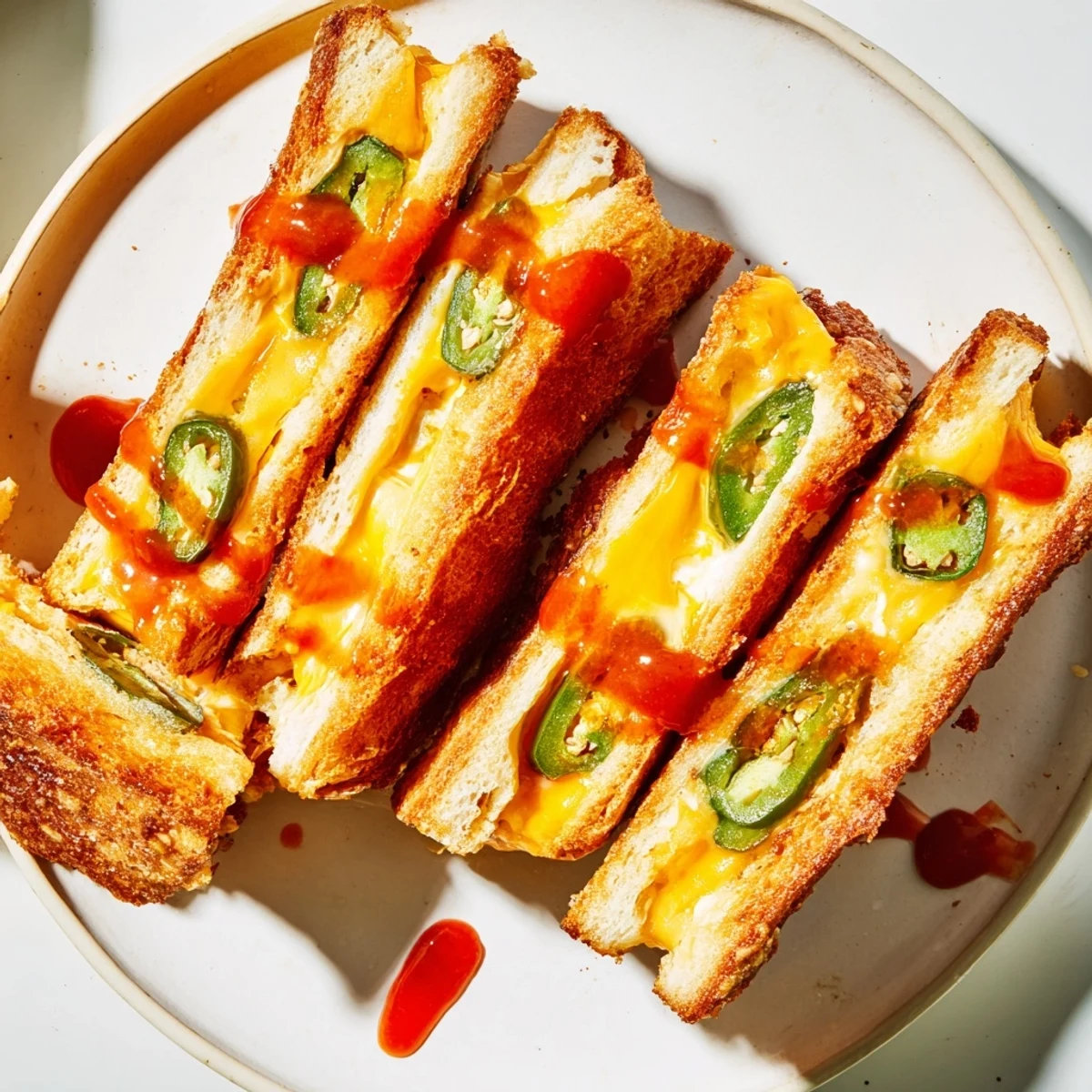 Mouthwatering image of Spicy Pickle Grilled Cheese Dippers, featuring melty cheese and spicy pickle filling on sourdough.