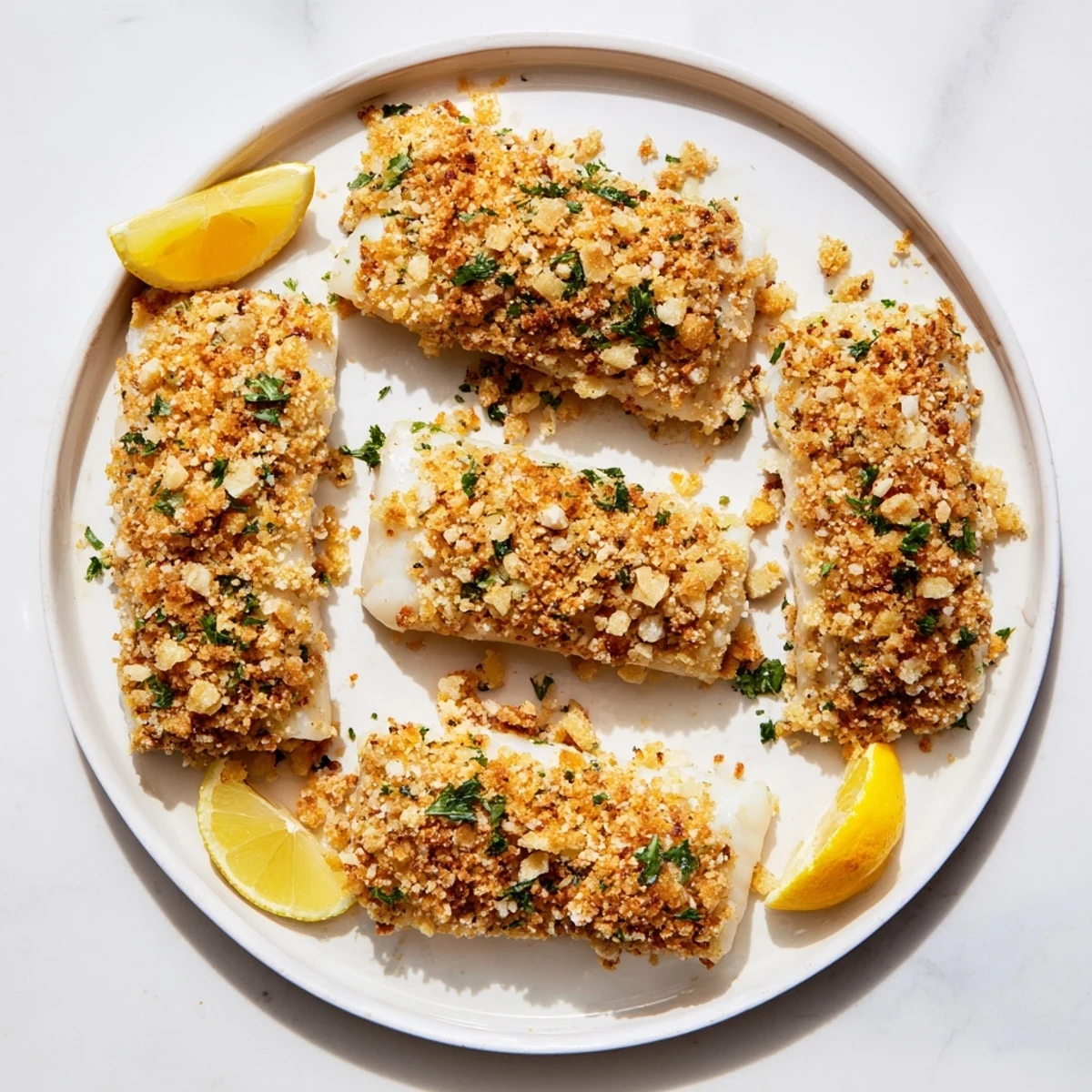 Delicious Baked Cod with Crispy Ritz Cracker Topping, showcasing a perfect golden crust.