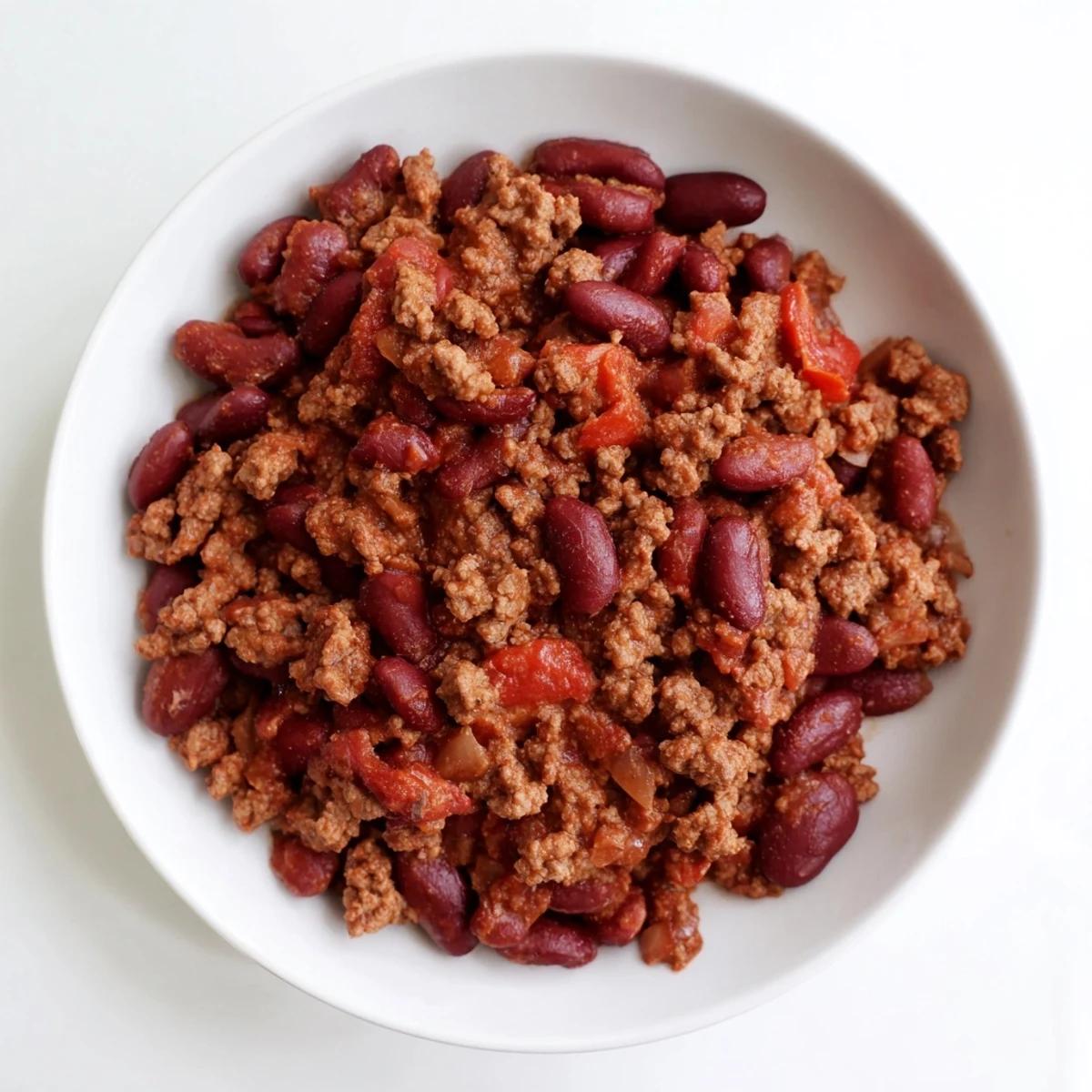 This vibrantly red 4-Ingredient slow cooker chili looks perfect—a quick and flavorful meal ahead.
