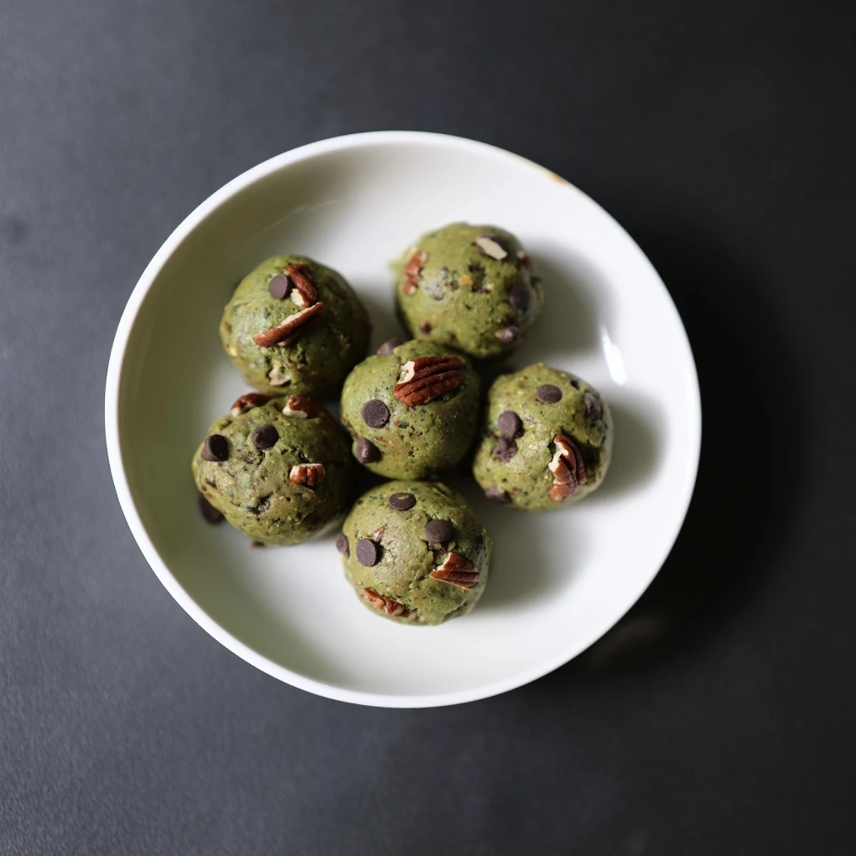 Matcha Gingerbread Cookie Dough Protein Bites, no-bake and wholesome, perfect for a quick and healthy snack.