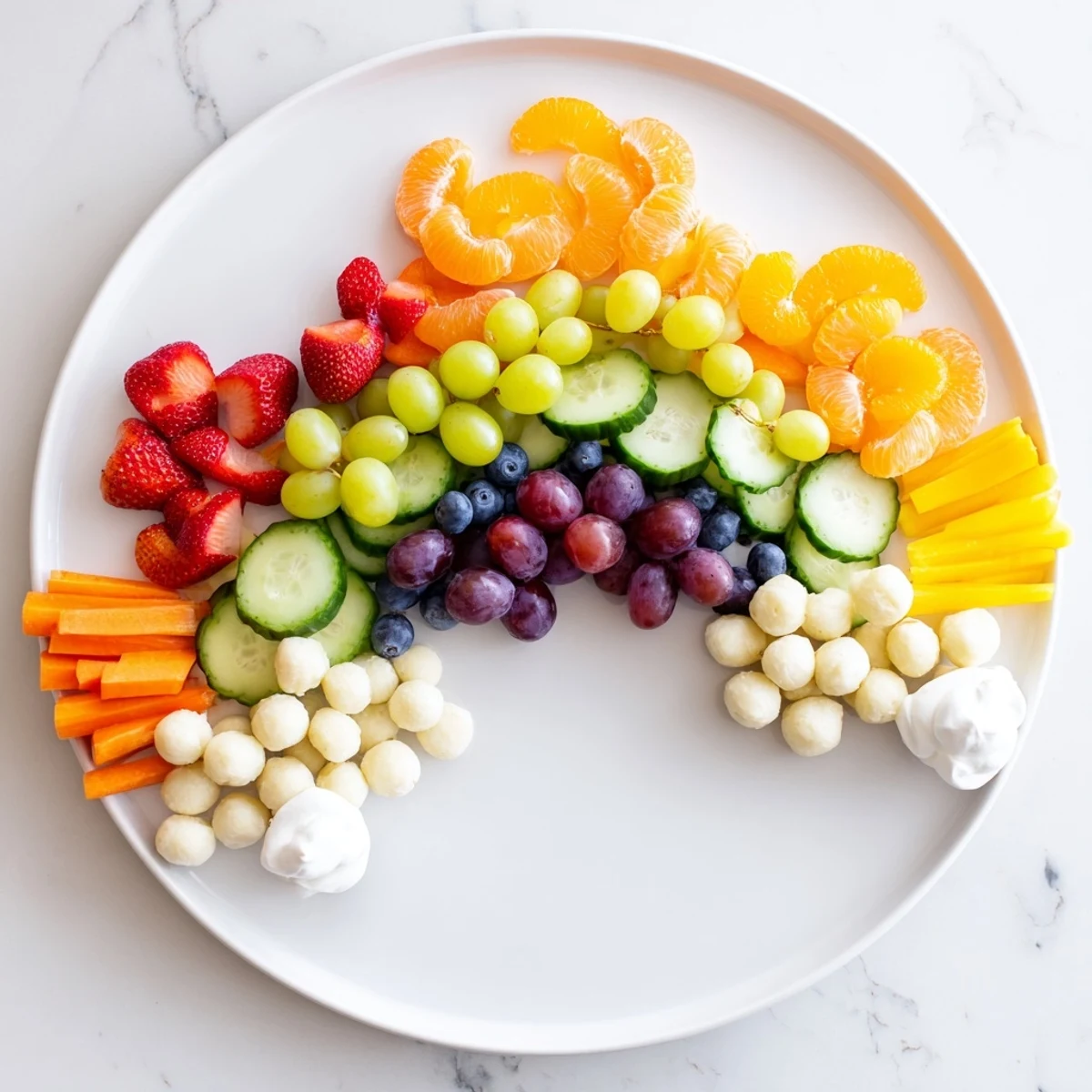 Rainbow Cloud Snack Board bursting with colorful fruits, perfect for easy, healthy snacking and parties.