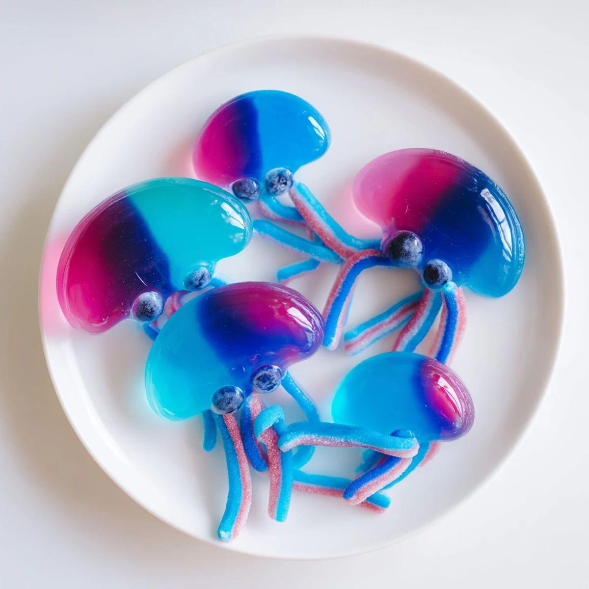 Vibrant Jellyfish Candy Platter with colorful ocean-themed sweets, perfect for a party dessert.