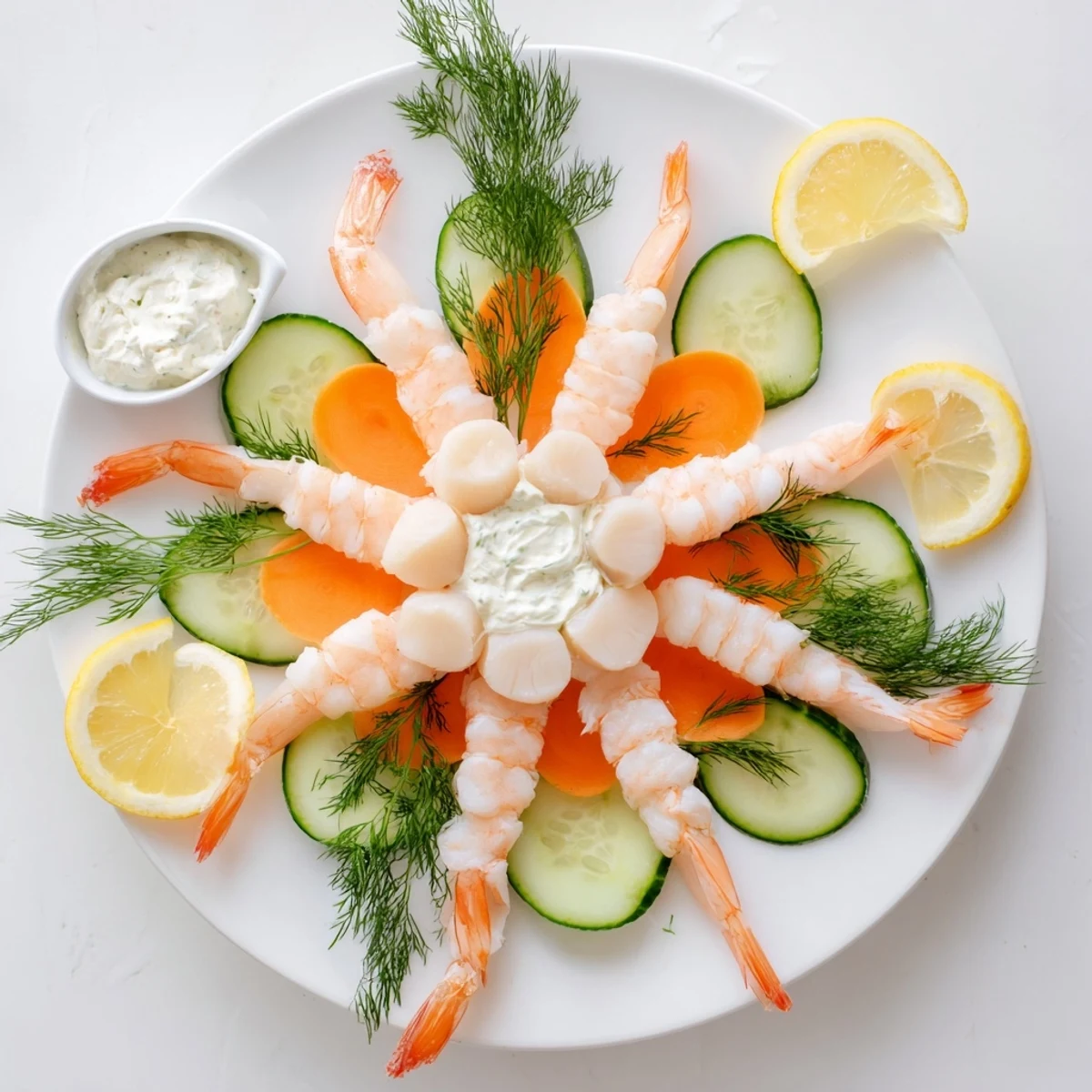Starfish & Shell Appetizer Board with shrimp, scallops, and salmon, beautifully arranged for effortless serving.