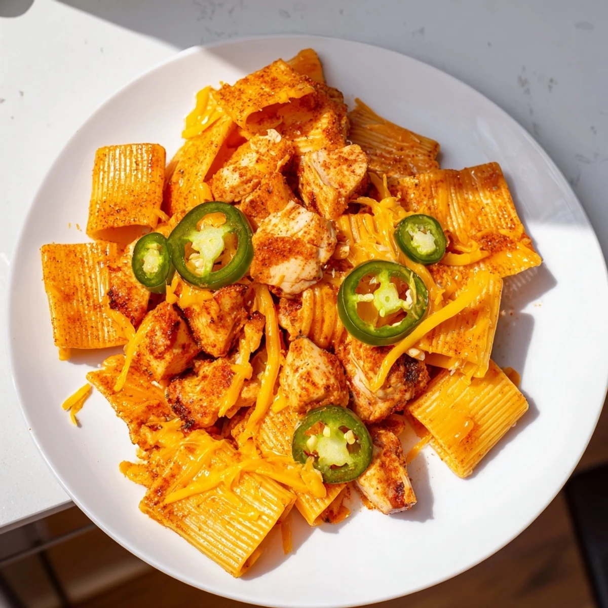 Air-fried Pasta Chip Nachos: A Tex-Mex delight with a crispy foundation and flavorful toppings.