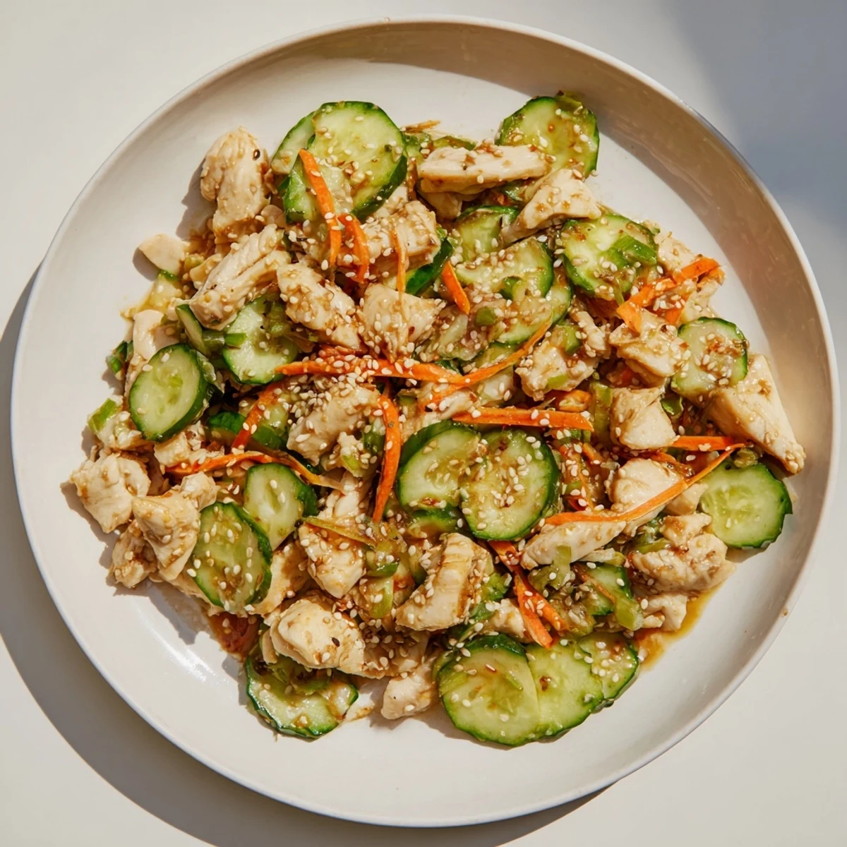 See the delicious ingredients layered in this Deli Container Shaker Chicken Salad, perfect for meal prepping and enjoying on the go.