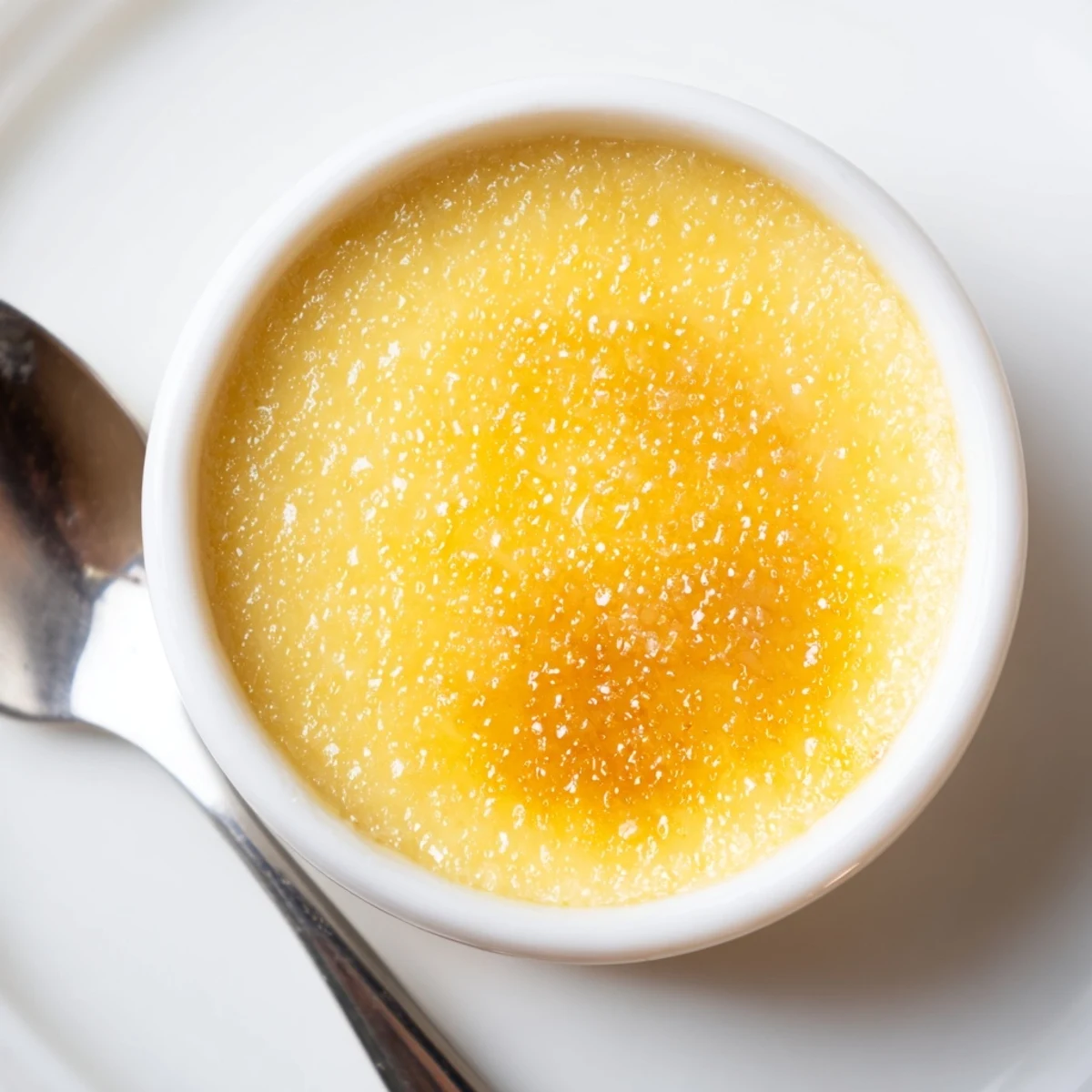 Golden, crackly 3-Ingredient Crème Brûlée with a smooth, rich custard base, ready to enjoy.