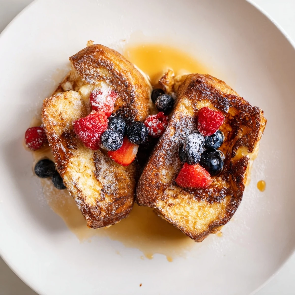 Golden Ice Cream French Toast with caramelized edges, ready for a delicious breakfast.