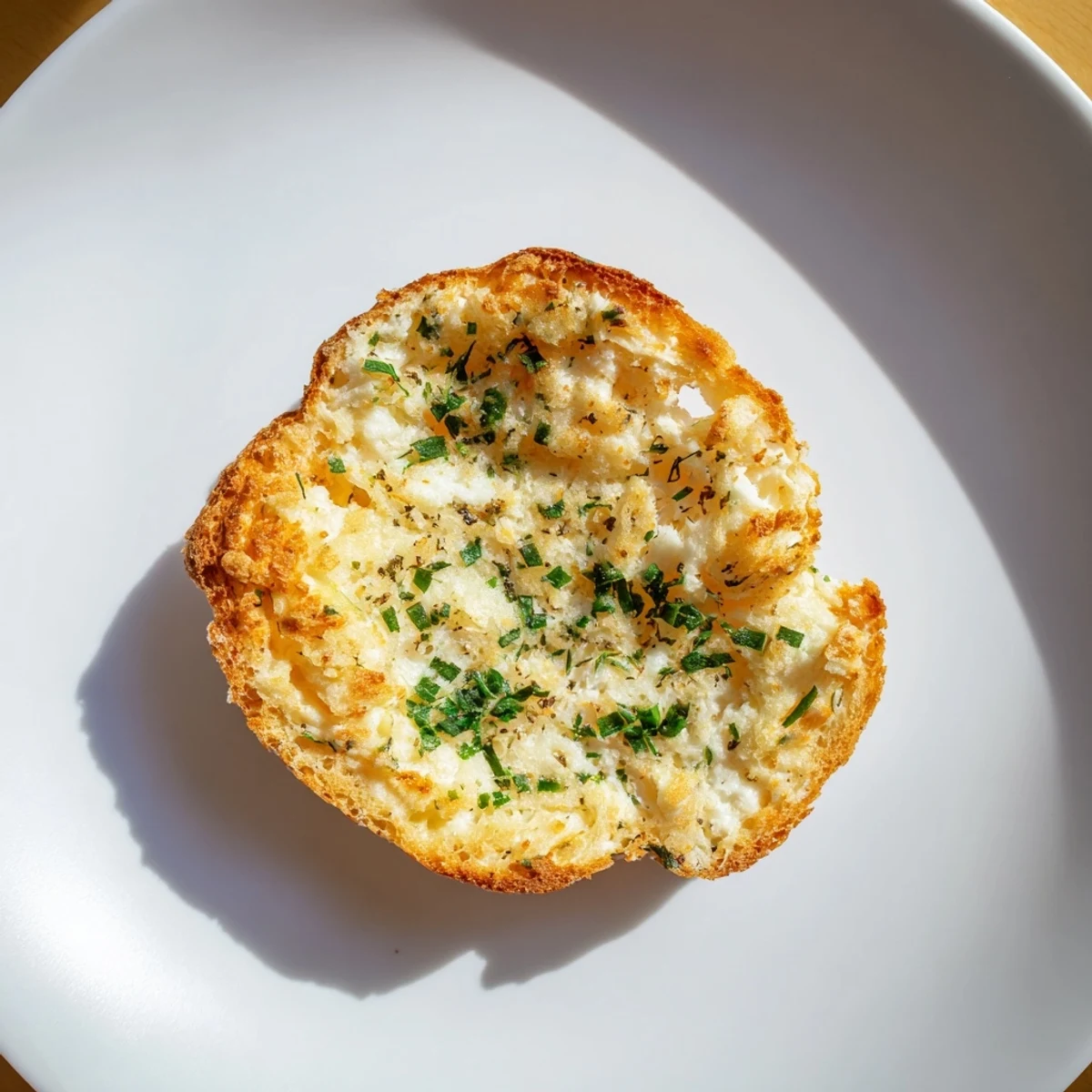 Golden, toasted cloud bread savory toast, ready to serve with Parmesan cheese and fresh herbs.