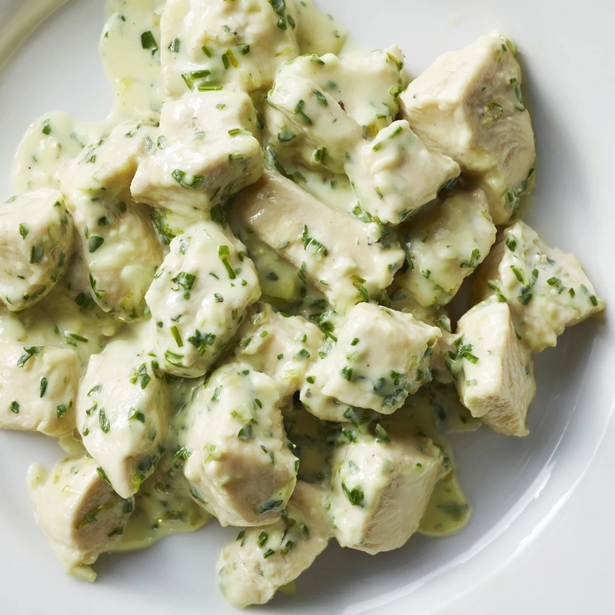 Bright, protein-packed Green Goddess Chicken Salad with tender chicken, crisp cucumber, and fresh herbs, ready for a light lunch or picnic.
