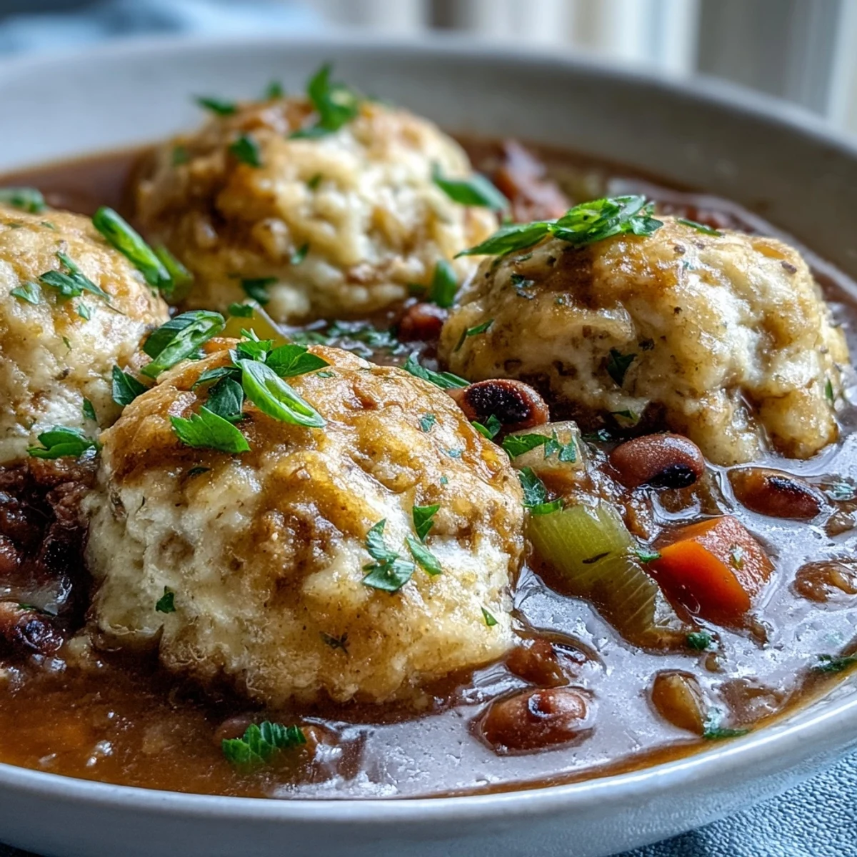 Black-Eyed Peas and Sausage Dumplings