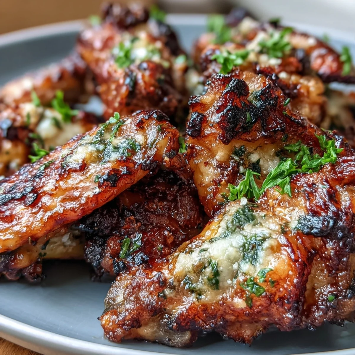 Golden-brown, tender wings coated in savory garlic parmesan butter, paired with crunchy celery and a side of cool, tangy ranch for a low-carb main dish.  