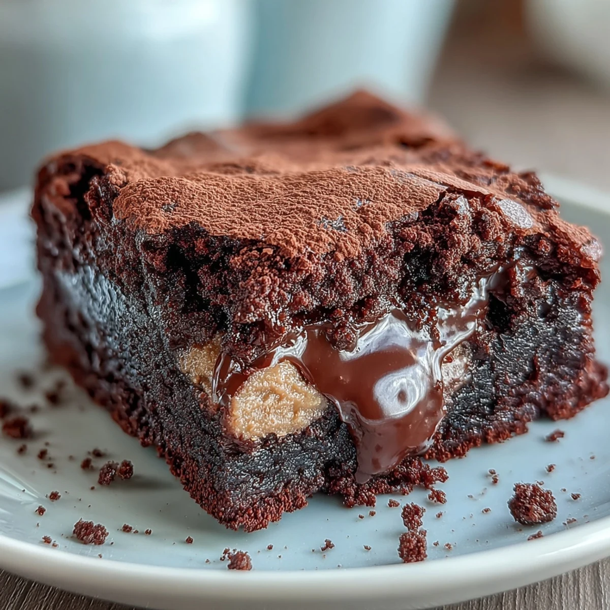 Rich chocolate brownies with melty peanut butter cups baked inside for a crowd-pleasing dessert.