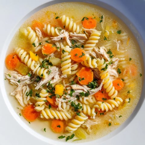 Crockpot Chicken Noodle Soup: steaming bowl of comforting soup filled with tender chicken and noodles.