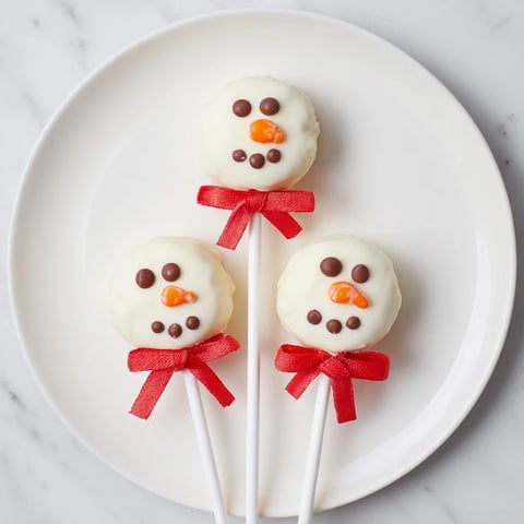 Festive Express Snowman Marshmallow Pops, a treat with melted white chocolate and dark chocolate faces.