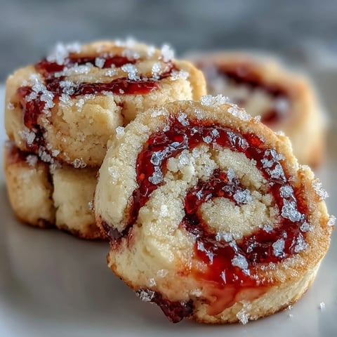 Freshly baked Raspberry Swirl Shortbread Cookies rest on a wire cooling rack, their edges golden and centers glistening with vibrant raspberry jam.
