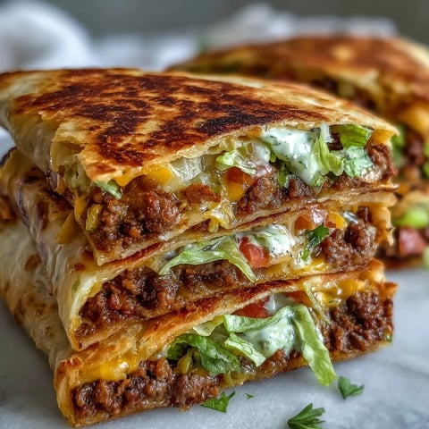Golden, crispy Keto Taco Bell Copycat Crunchwrap stuffed with seasoned beef, melted cheddar, and crisp lettuce on a plate.