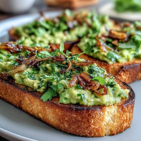 Vibrant chilli-lime avocado toast on crusty sourdough with creamy avocado mash and crispy fried shallots.  