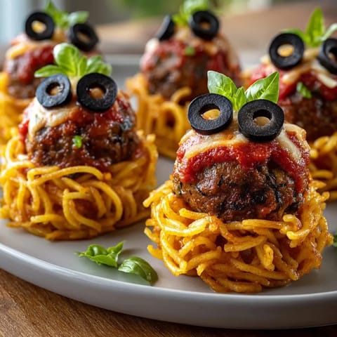 Enjoy a family-favorite dinner: Monster Mash Meatball Pasta, with meatballs in a rich tomato sauce.