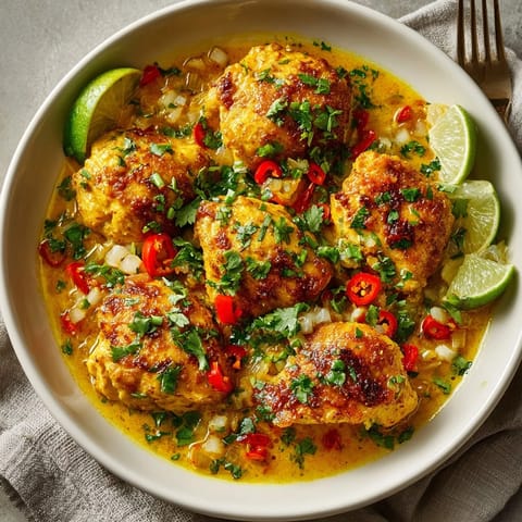 Close-up of a bowl showcasing the rich flavors of the comforting Coconut Curry Chicken recipe.