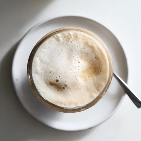 Homemade Starbucks Cold Foam: a velvety, dairy-based topping being gently spooned onto cool brew.