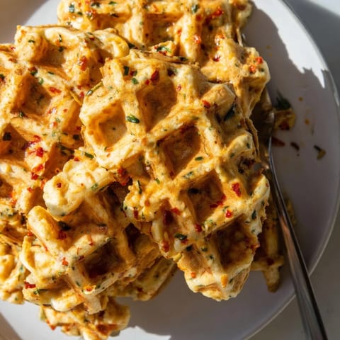 Chili Garlic Cheese Biscuit Waffles