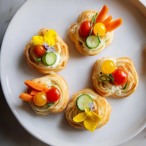 Bright and cheerful Fairy Garden Flower Shaped Snacks with cream cheese filling, perfect party appetizer.