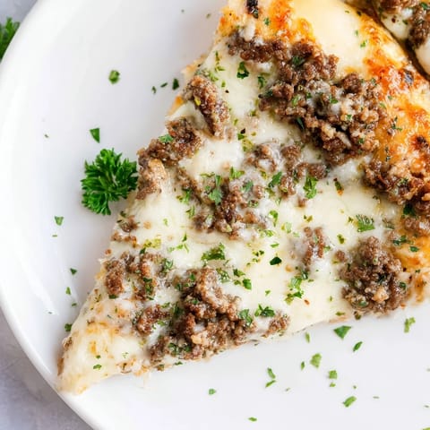 Ground Beef Alfredo Pizza