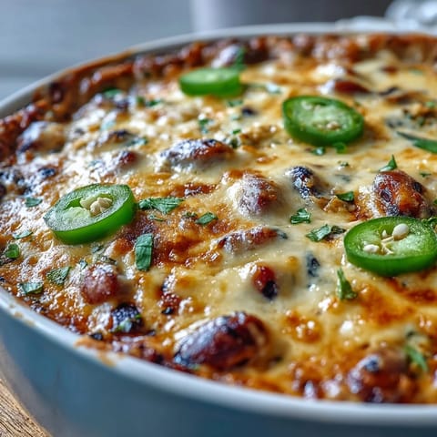 A hearty bowl of Hot Black-Eyed Pea Dip served with crunchy tortilla chips and fresh vegetable sticks on the side.