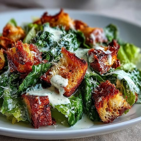 2. Indulge in a vibrant Caesar salad topped with garlicky sourdough croutons and rich Parmesan for satisfying texture.  