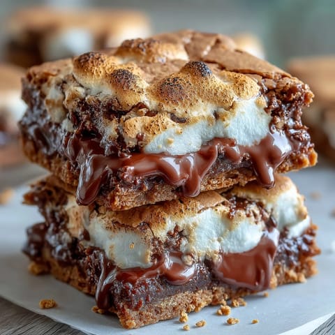 Chewy chocolate cookies with graham cracker bits and melted marshmallow on top.