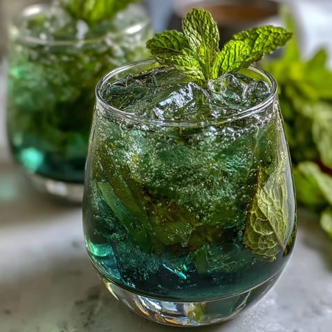 A refreshing Kentucky Derby Mint Julep Mocktail with fresh mint leaves, crushed ice, and sparkling water, served in classic julep cups.