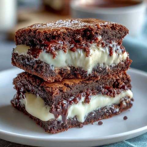 Decadent cream cheese stuffed brownie cookies with gooey chocolate centers and a soft, chewy texture.