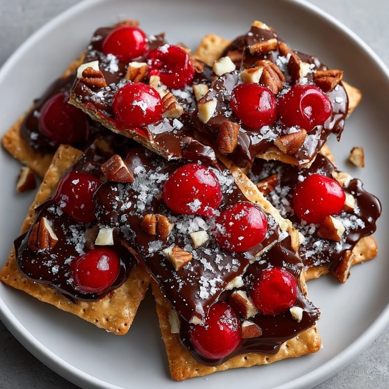 Imagine the sweet-and-salty combination of this Cherry-Coded Chocolate Toffee Cracker Crunch, filled with delicious chocolate and toffee.