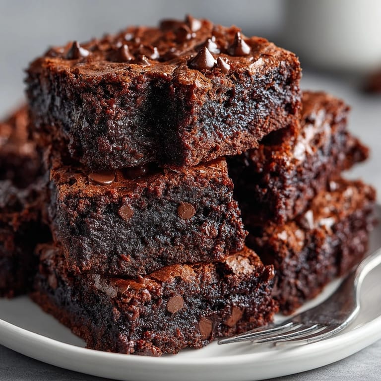 Fudgy chocolate avocado brownies displayed on a rustic wooden board, ready for dessert enjoyment.