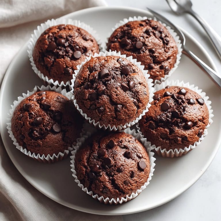 Chocolate protein muffins with melty chocolate chips, perfect for a high-protein, nut-free treat