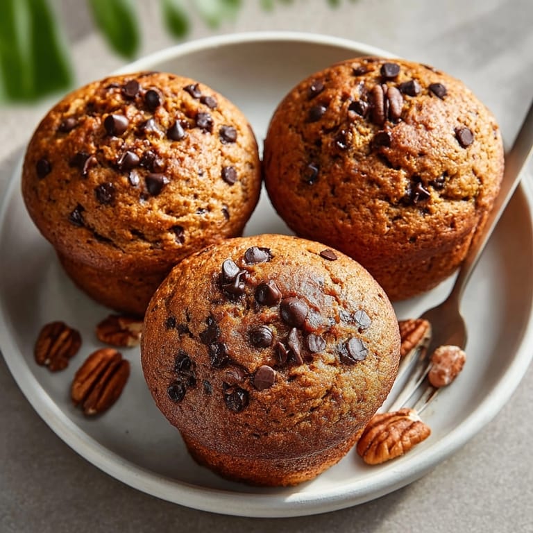 Closeup of cinnamon mocha protein muffins with rich chocolate chips and aromatic cinnamon topping.