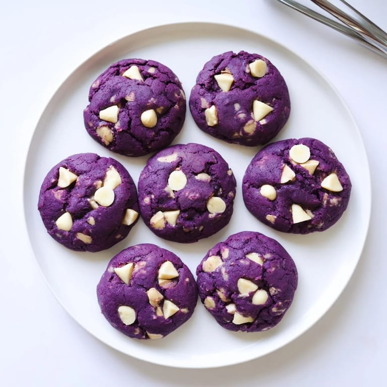 A festive spread of colorful ube cookies, perfect for Thanksgiving gatherings and sharing.  