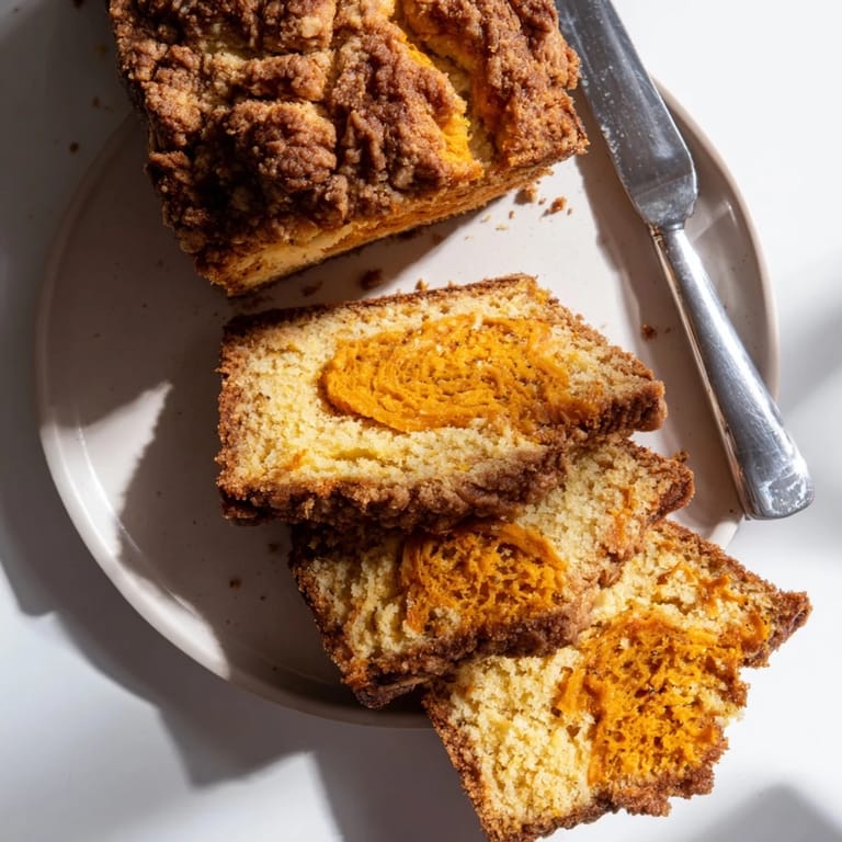 Slice of Cream Soda Sweet Potato Biscuit Loaf, warm with a butter pat.  