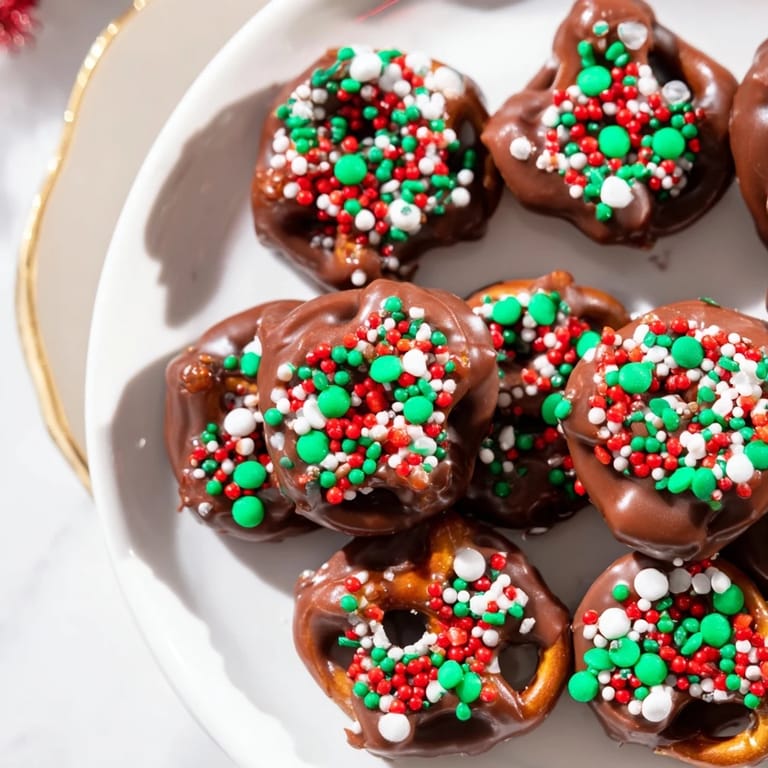 Golden brown air fryer Christmas pretzel bites offer a perfect blend of salty pretzel and sweet chocolate flavors.