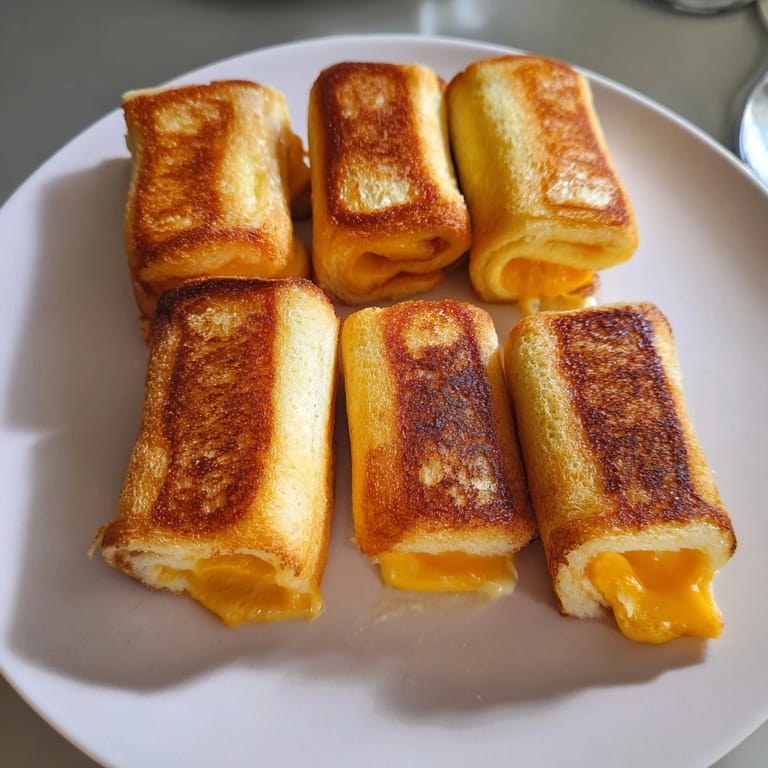 Close-up of melty cheddar inside an Easy Christmas Grilled Cheese Rollup, a perfect festive appetizer or snack.