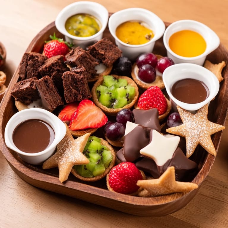 This festive Star-Studded Dessert Board displays star cookies, fresh berries, and ganache—a sweet, party-perfect treat.