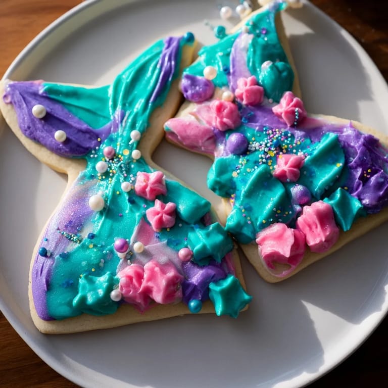 Enjoy the sweet, whimsical design of these beautifully decorated mermaid tail sweets for a party.