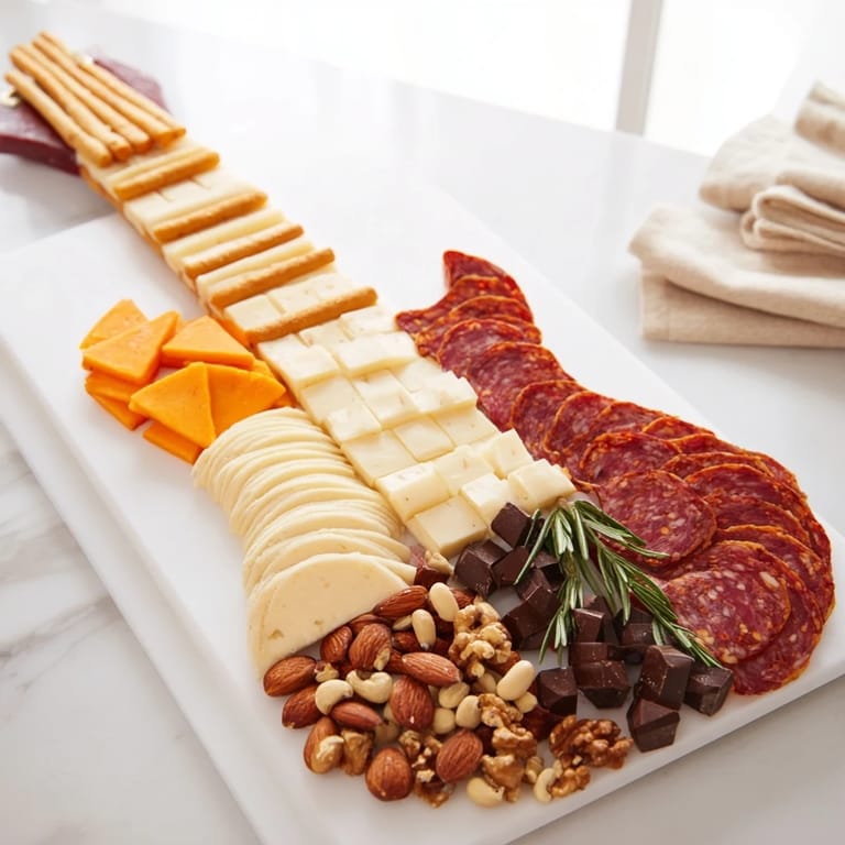 A visually stunning Rock Star Guitar Platter showcasing assorted snacks; perfect for sharing and easy to eat.